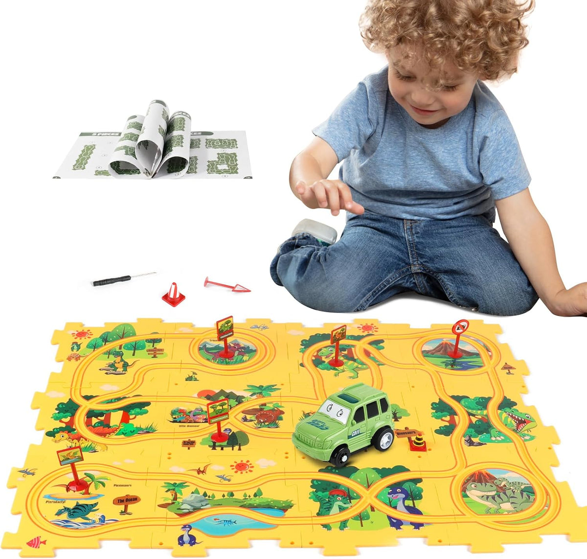 Plastic Floor Puzzles for Kids Ages 3-5 - Dinosaur