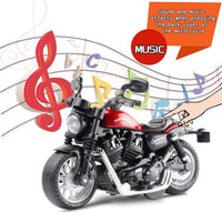 CYYSFIVQZ black 1:14 die cast pull back toy motorcycle with lights and sounds - view 8