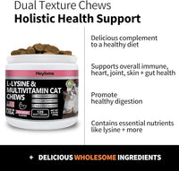 Lysine Supplement for Cats, Cat Treats for Sneezing and Runny Nose, Cat Cold, Cat Immune Support, Eye Function, and Respiratory Health, L-Lysine cat Vitamins for Cats (120 Pills, Salmon)