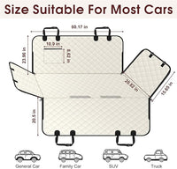 Dog Car Seat Cover, Durable Waterproof Scratch Proof Nonslip Dog Hammock, Pet Back Seat Covers with Pocket for Cars SUVs and Trucks - L, Beige/Black
