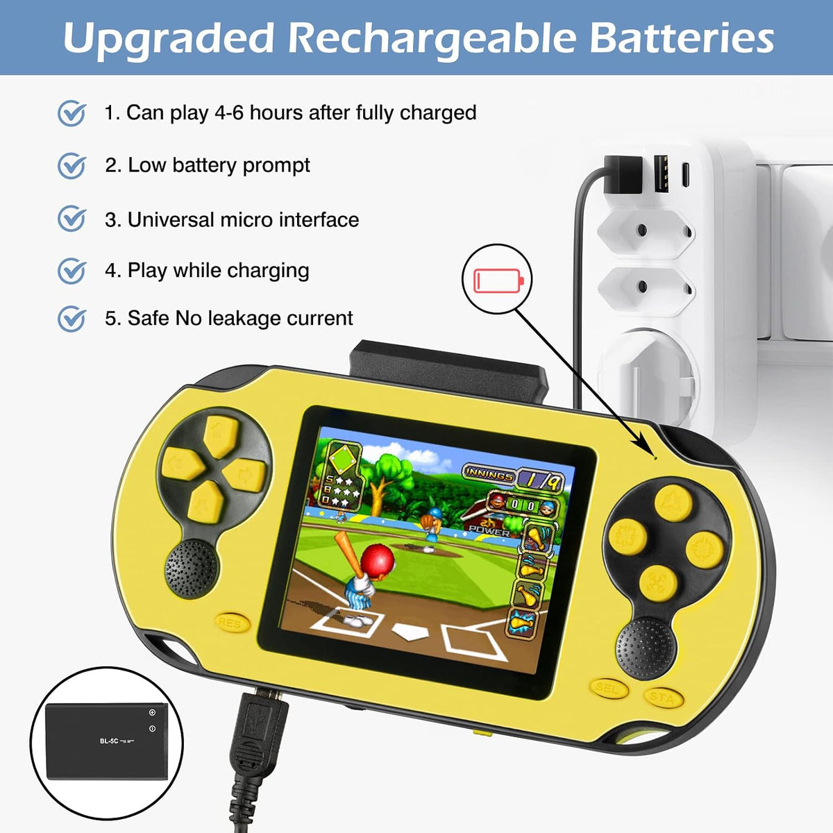 TaddToy 16 Bit Handheld Game for Kids Adults - Yellow - image 4