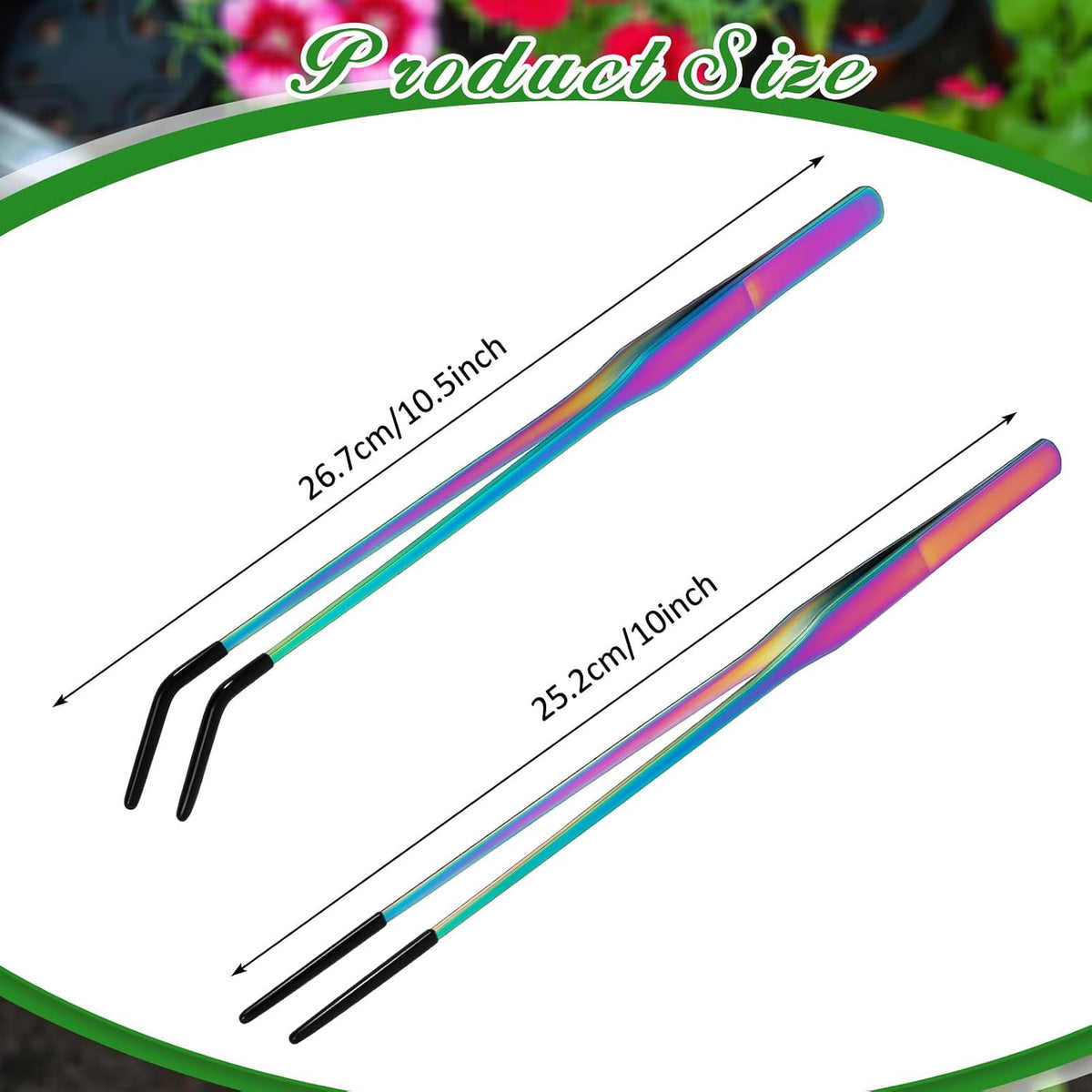 Lasnten 2 Pcs Reptile Feeding Tongs, Long - Colorful / 10 Inch, 10.5 Inch - image 2
