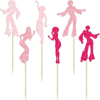Gyufise 24Pcs Dance King Cupcake Toppers Glitter Jazz Dancers Happy - Pink - image 3