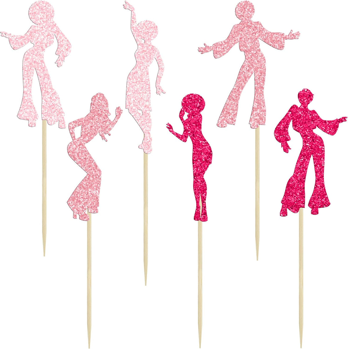 Gyufise 24Pcs Dance King Cupcake Toppers Glitter Jazz Dancers Happy - Pink - image 3