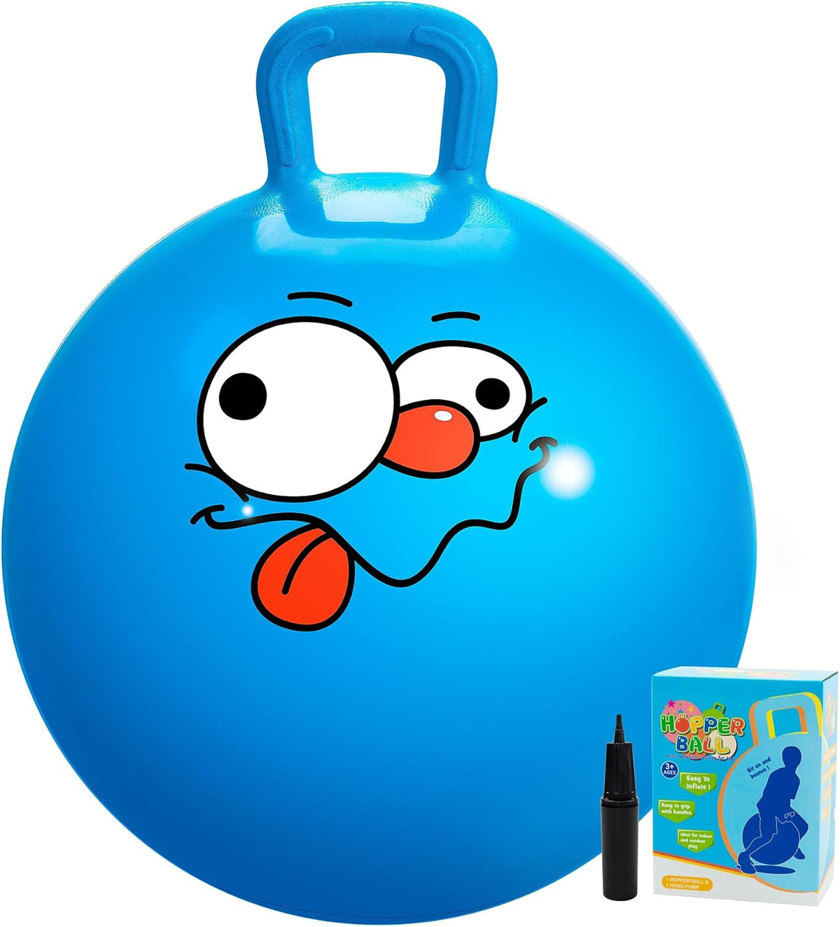 U&C Planet Hopper Ball, 18In Bouncy Ball with Handle for Kids Ages 3-6 – Fun for Kids & Family - 3-6 Years / Blue Ghostface