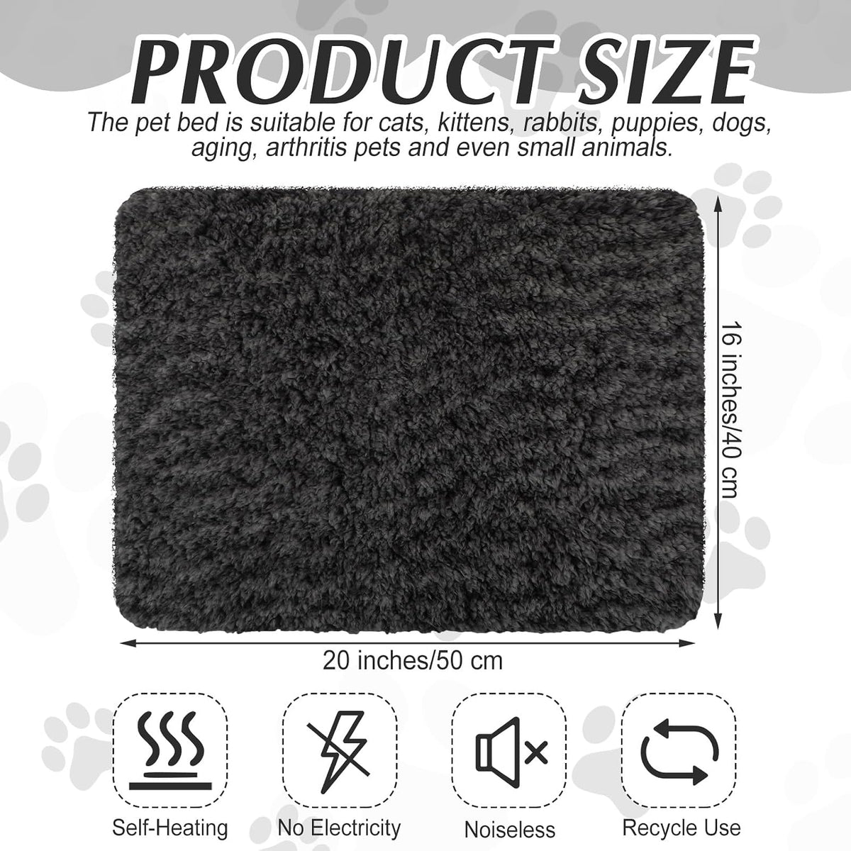 Drydiet 4 Pack Self Warming Cat Mat for Pets - 16 x 20 Inch / Black / Solid - image 2