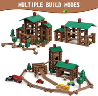 Wondertoys 208 Pcs Wooden Log Set, Classic Building Logs Ages 3+ - 456PCS Luxury Villas - image 2
