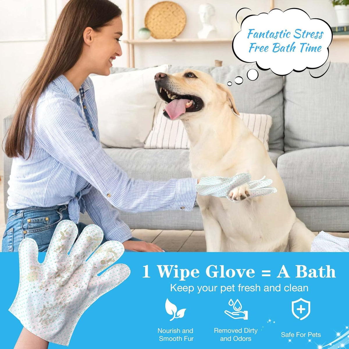 Dog Cleaning Gloves Wipes 15pcs Deodorizing Disposable Pet Grooming - 30pcs - image 4