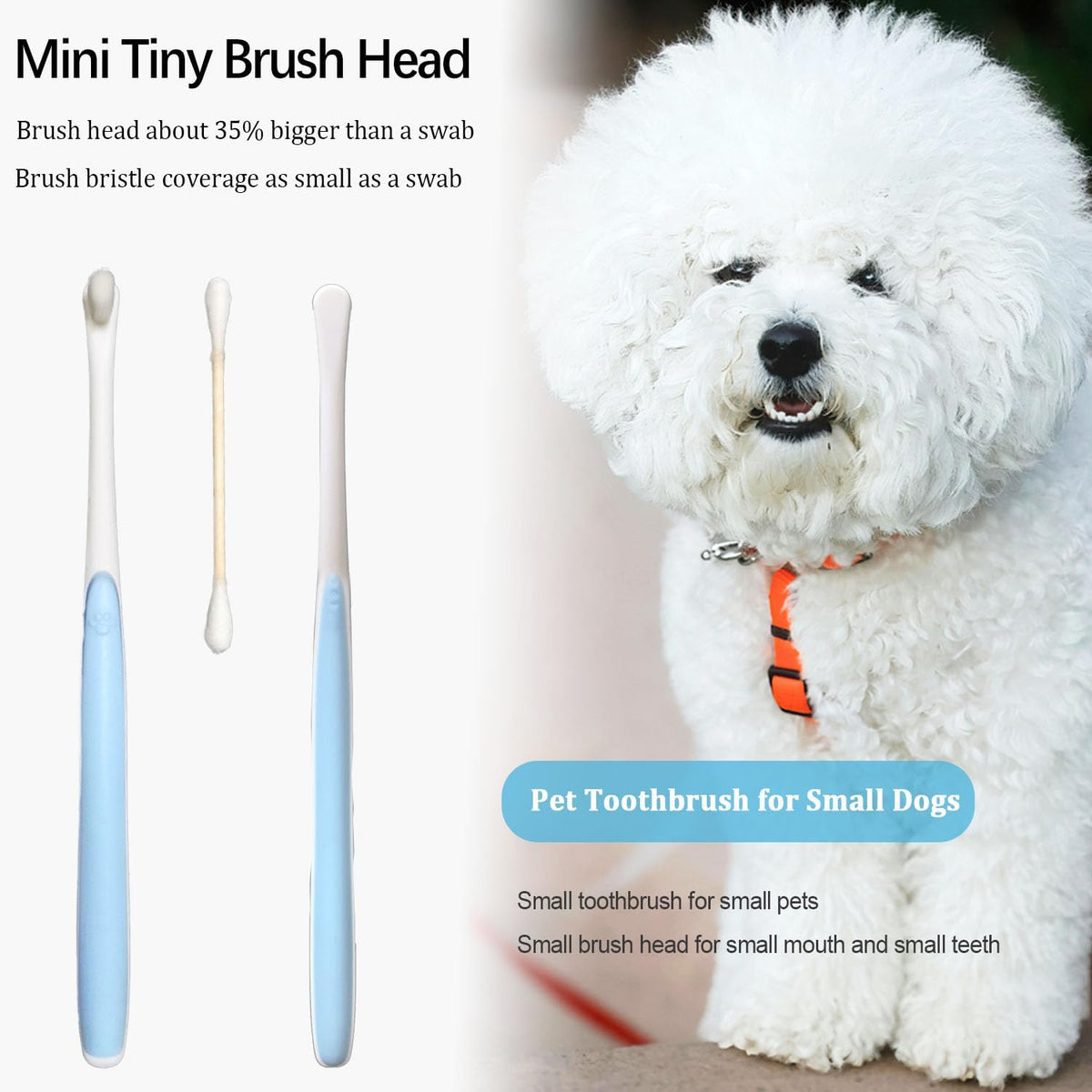 JGocot micro head dog toothbrush with nano bristles for small dogs and cats - view 3