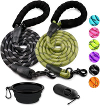 COOYOO 2 Pack Dog Leash 5 FT Heavy Duty - 1/2"x 6 FT (18~120 lbs.) / Set 8-Black+Olive
