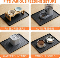Silicone Pet Feeding Mat, Dog Cat Food Water Bowl Mat - Black / 24"L x 16"W - image 2