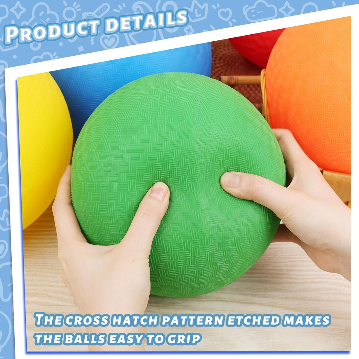 LovesTown 8.5 inch green playground ball with waffle texture and hand pump - view 7
