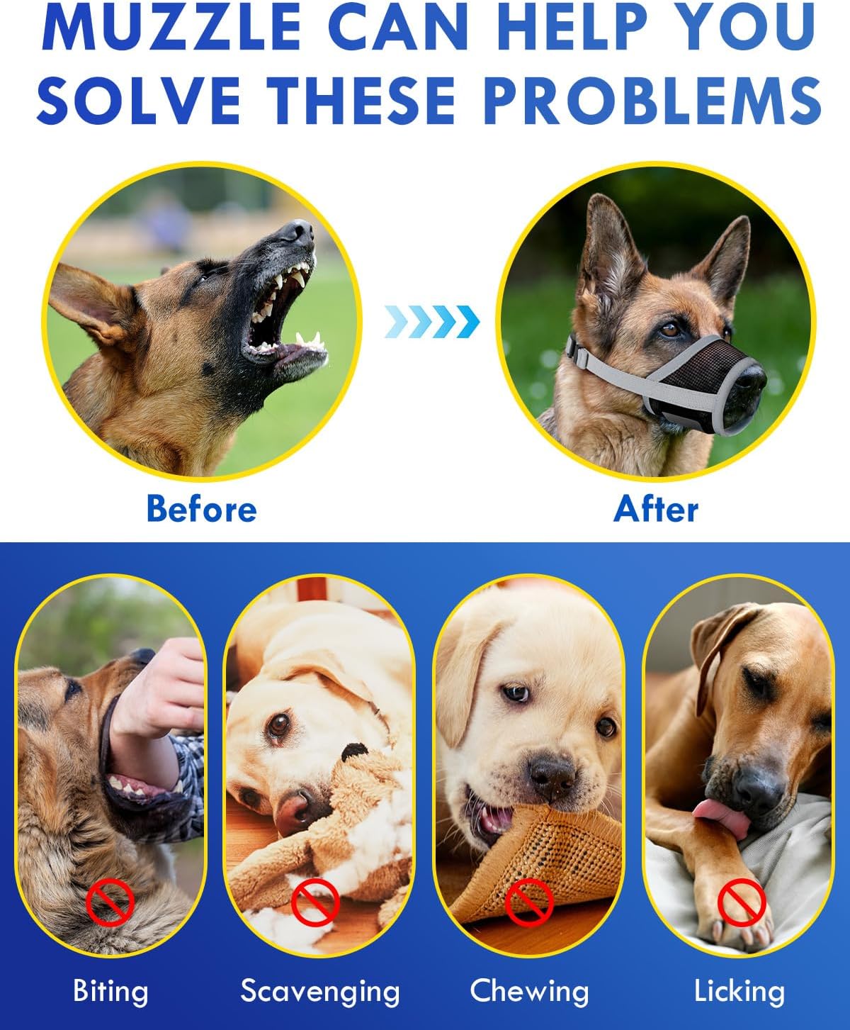 Dog Muzzle, Soft Air Mesh Muzzles for Large Sized Dogs - Grey / XL - image 4