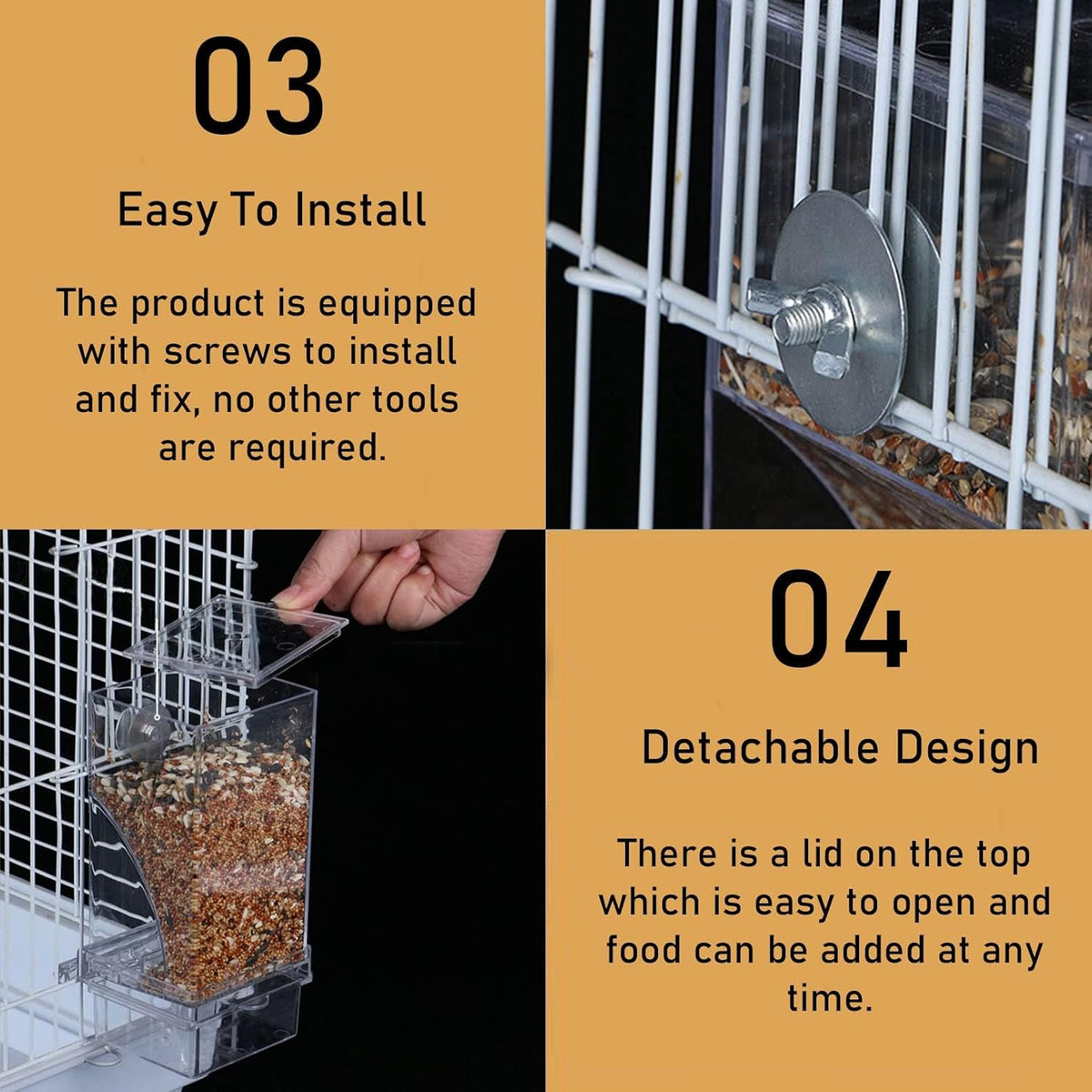 No Mess Bird Feeder for Cage Automatic Small Bird Food Container - Transparent / 1Pcs - image 4