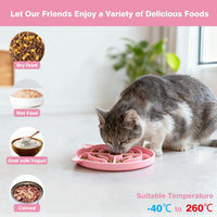 MateeyLife Slow Feeder Cat Bowl, Non-Slip Silicone Cat Dish - Pink + Gray - image 4