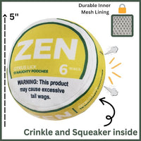 Zen Pupper Deckies Parody Dog Toy - Plush Squeaky and Crinkle Funny Dog Toy (Citrus Lick)