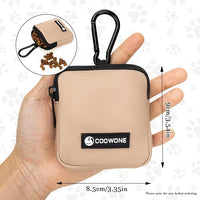 Dog Treat Pouch 2 PCS, Waterproof Small Dog Treat Bag for Leash, Hands Free Puppy Walking Bag with Carabiner, Pet Poop Bag Holder for Pet Puppy Travel or Outdoor Use, Zipper Closure to Avoid Spilling