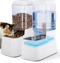 2 Pack Automatic Cat Feeder and Water Dispenser 1.3 Gallon Dog - White