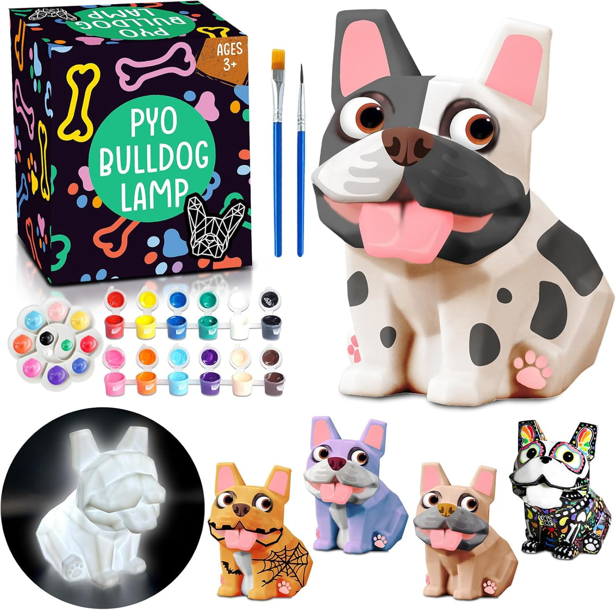 FUNZBO 4.3in Paint Your Own Dinosaur Lamp Kit - Bulldog