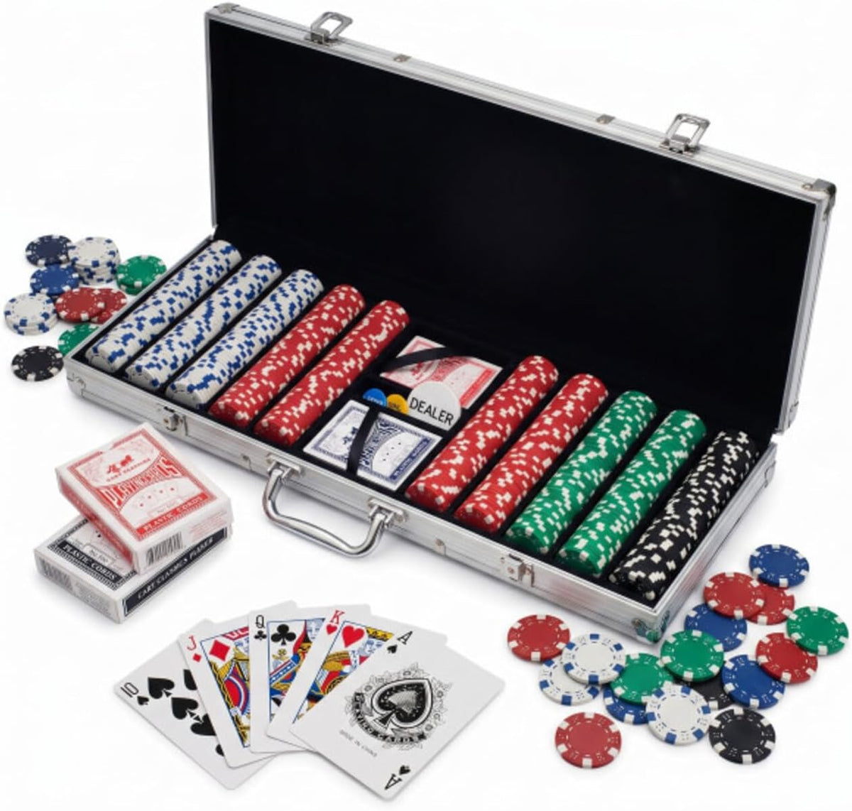 Poker Chip Set, Buttons, Carrying Case