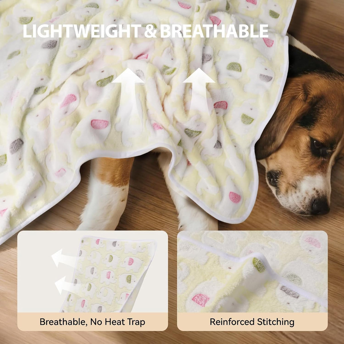 LINENLUX Dog Blankets 3-Pack - Elephant Pattern-3pcs / 31x20 inch - image 2