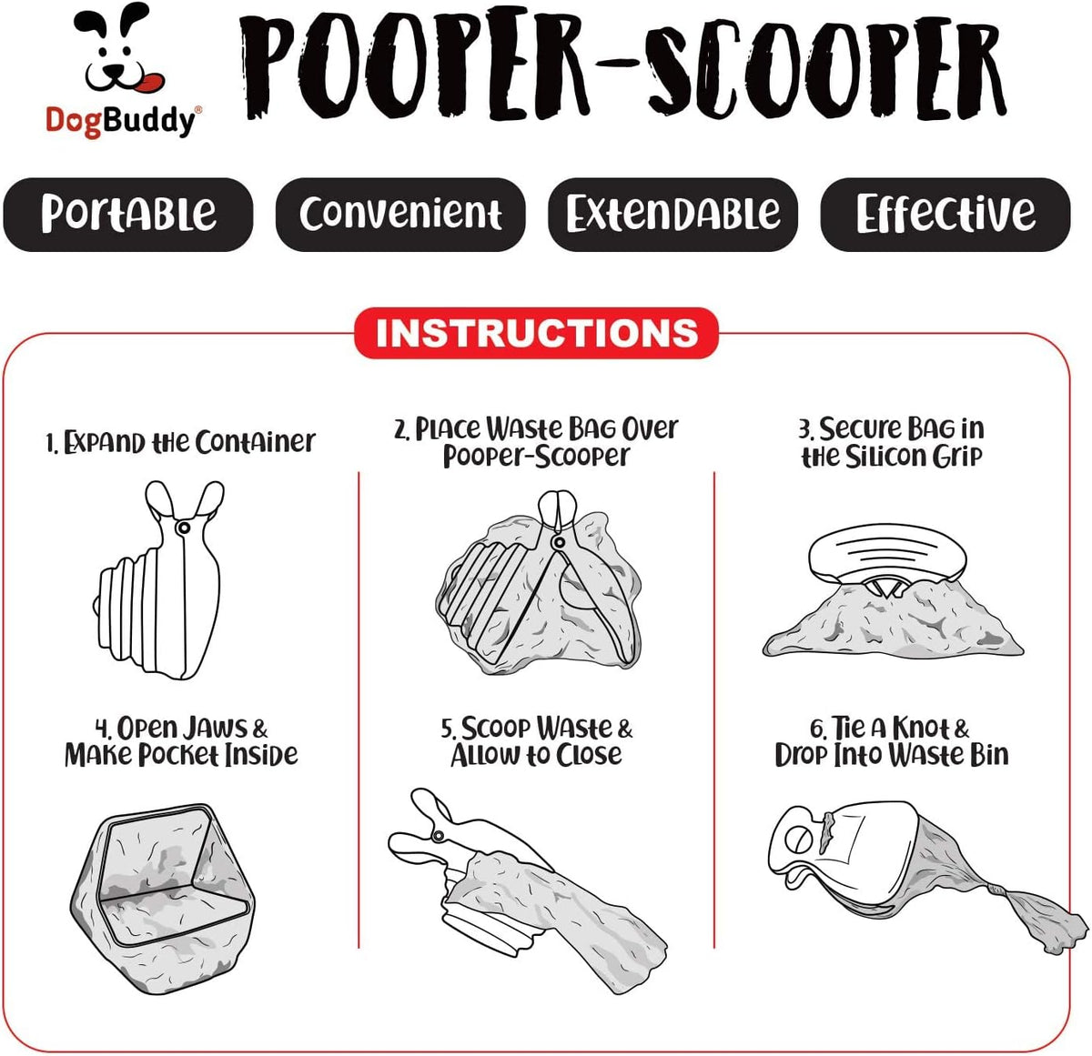 DogBuddy Pooper Scooper, Portable Dog Pooper Scooper - Large / Kiwi - image 4