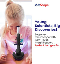 AmScope M30-ABS-KT2-W Beginner Microscope STEM Kit, White – Fun for Kids & Family - Microscope Kit / B) Black Microscope Kit - image 2