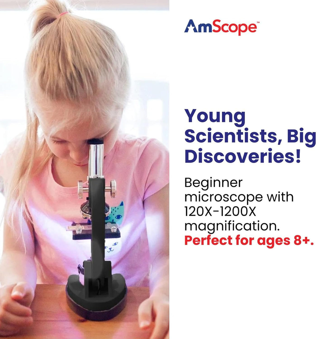 AmScope M30-ABS-KT2-W Beginner Microscope STEM Kit, White – Fun for Kids & Family - Microscope Kit / B) Black Microscope Kit - image 2