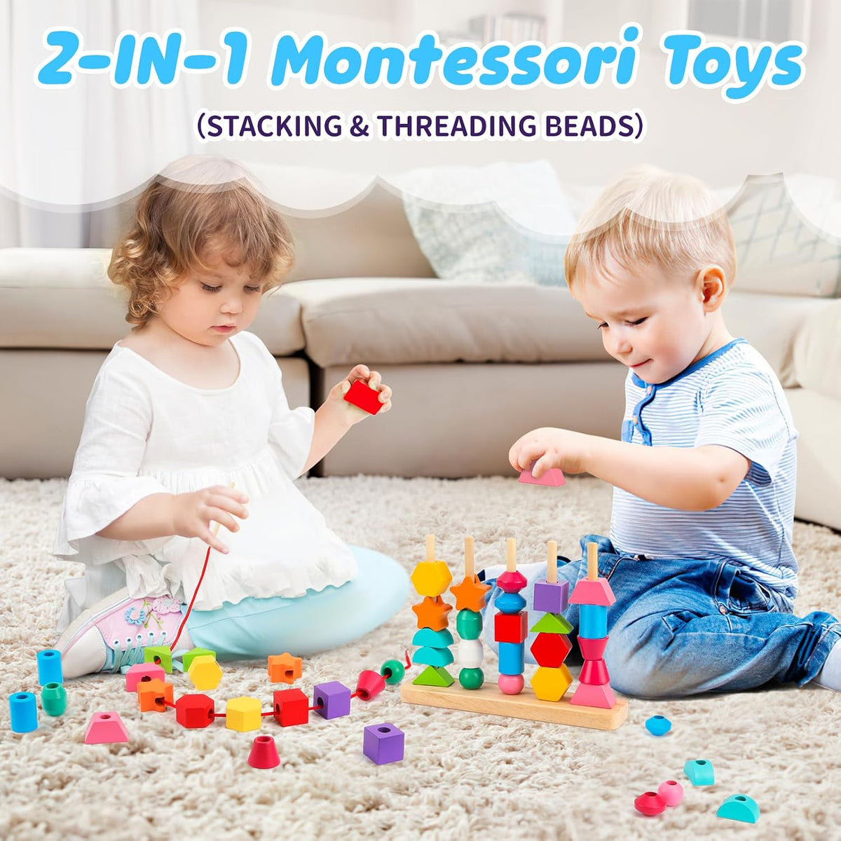 Hieoby Montessori Wooden Beads Sequencing Toy Set - image 4
