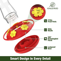 Kingsyard 2-Pack Glass Hummingbird Feeder for Outdoors Hanging - Clear / 2-Pack Feeder - image 4