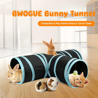 Bunny Tunnels & Tubes, 3-Way Collapsible Rabbit Hideout for Bunnies – Essentials for Small Pets - Grey - image 2