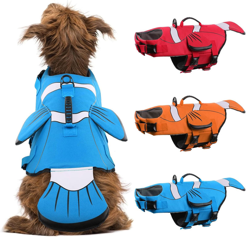 DENTRUN Dog Life Jacket for Swimming Boating - Large / Blue