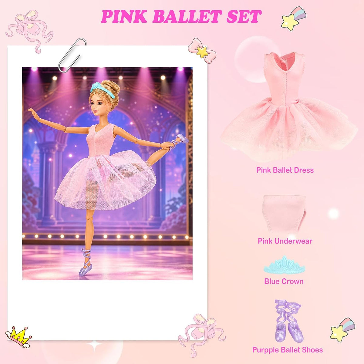 3 Sets Ballerina Doll Clothes Ballet Outfits Skirt for 11.5 inch Girl - image 3