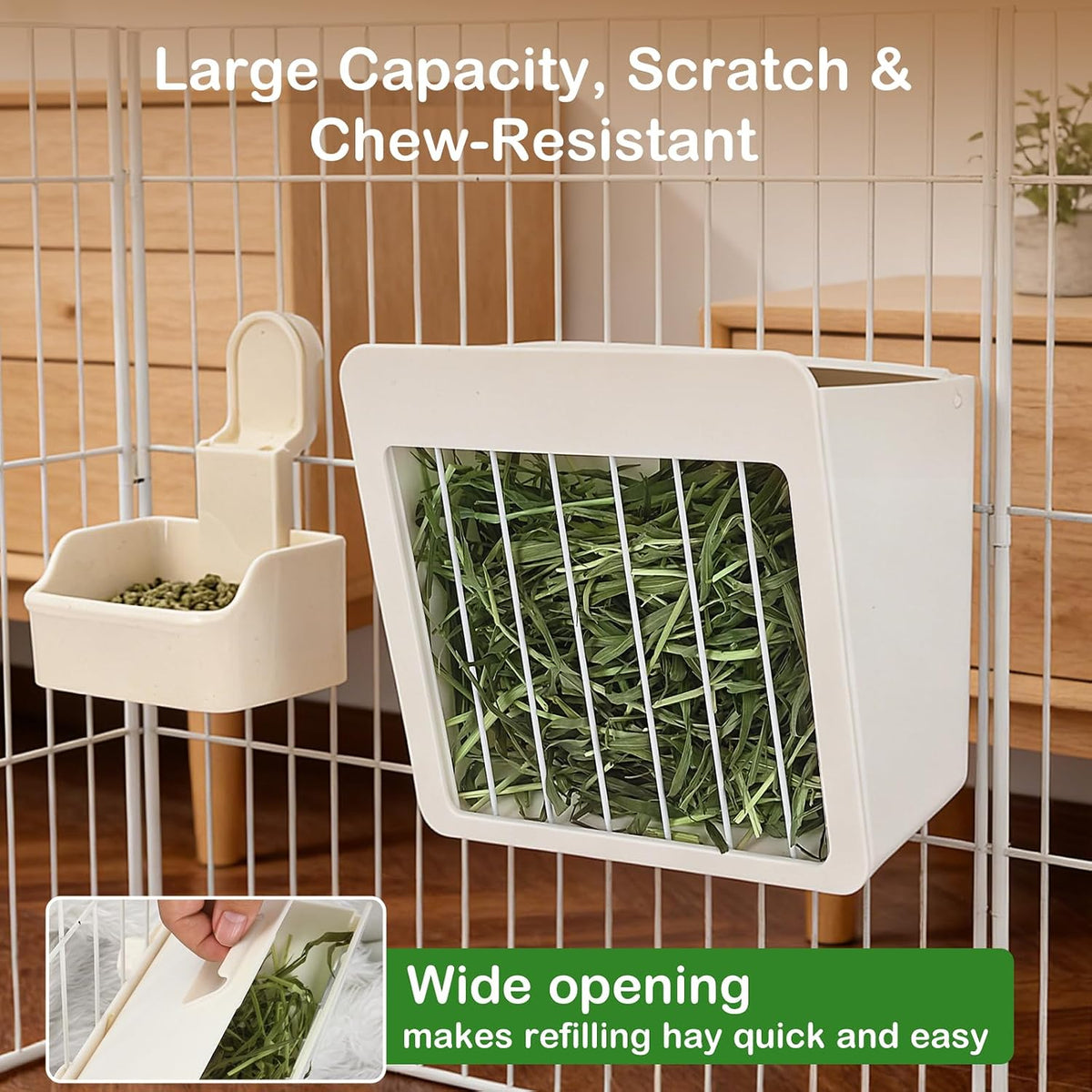RUBYHOME Rabbit Hay Feeder Guinea Pig Food Feeder Adjustable Height - image 3