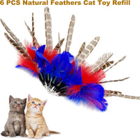 Cat Feather Toys Refills, 6 Pieces Handmade Da Bird Feathers Refill, Cat Wand Replacement Feather - A-6 PCS Feather Refills - image 2