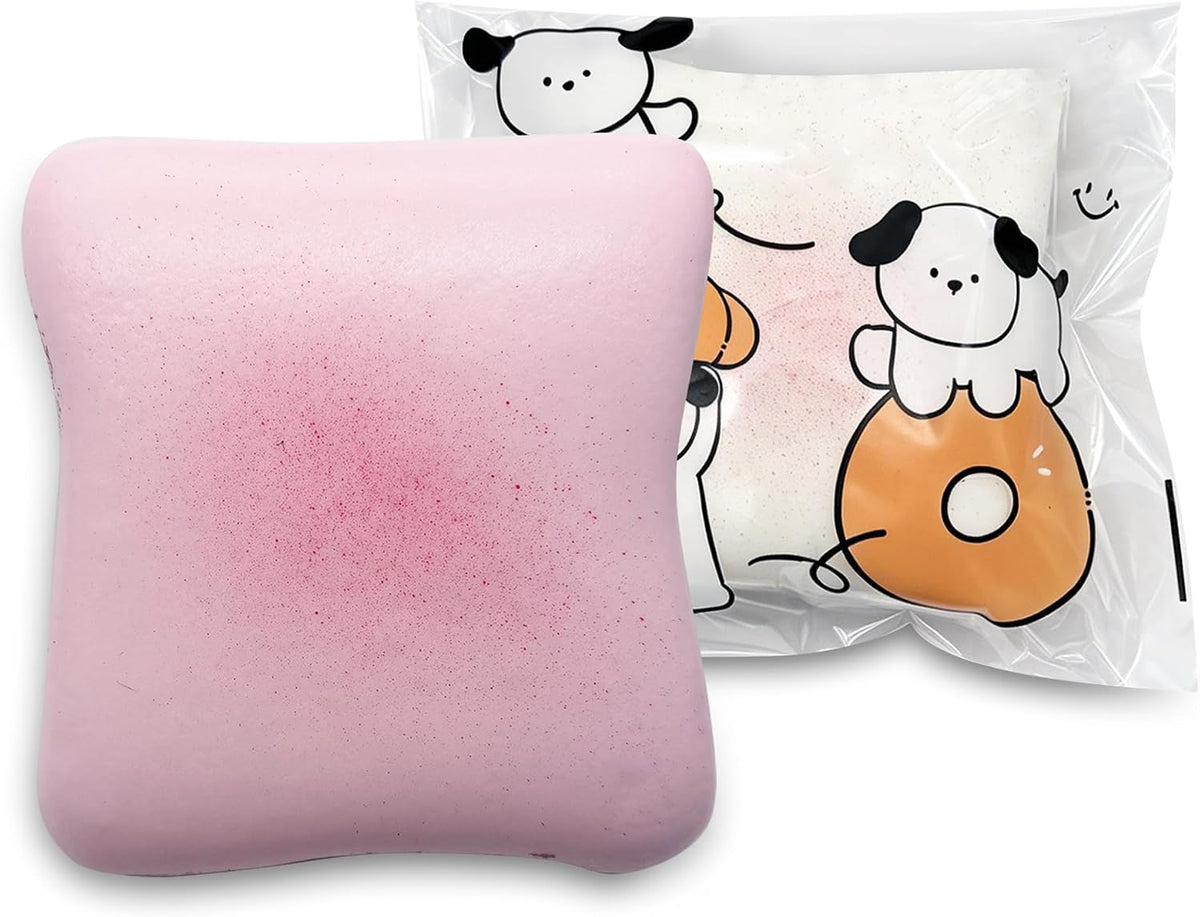 Bread Butter Squishy,Slow Rising Squishy，Stress Balls，Fidget Toy – Fun for Kids & Family - Pink and White