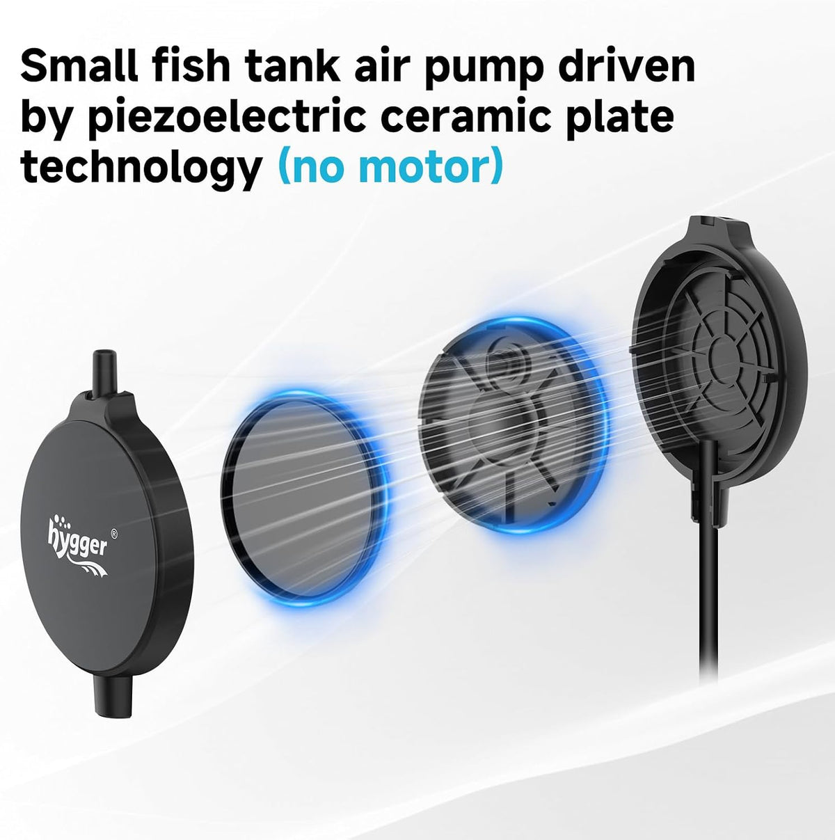 hygger 1.5 Watt Mini Aquarium Air Pump - Black - image 4