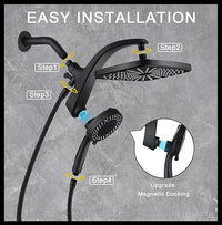 High Pressure Rain Shower Head: Upgrade Shower Heads with Handheld Spray Combo with Fixed Showerhead and 10 Sprays Handheld Shower Head, Detachable Showerheads Built-in Magnetic Docking and Power Jets
