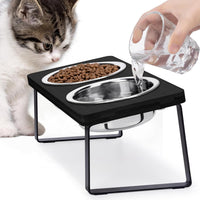 Elevated Cat Food Bowl for Indoor Cats - 2 Bowls / Black