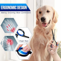 Gimars Dog Grooming Scissors Kit Professional 4CR with Safety Round Tip, 5 in 1 Heavy Duty Titanium Coated Thinning & Curved & Straight Shears