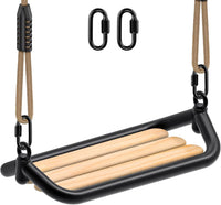 SELEWARE Black High Back Full Bucket Toddler Swing Seat w/Adjustable - Black Wood Swing