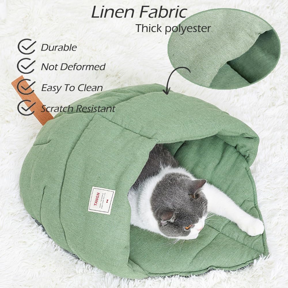 Cat Sleeping Bag Cave Bed with Non-Slip Bottom – Essentials for Cats - Green / M - image 3