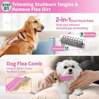 Dog Brush for Shedding 13pcs Bath Grooming Kit with Pet Nail Clipper - Pink 10pcs - image 3