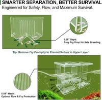 Triple-Chamber Fish Breeder Box for Fish Tank, Guppy Fry Nursery – Essentials for Fish - Dual-Chamber (6.88*3.62*4.33 IN) - image 4