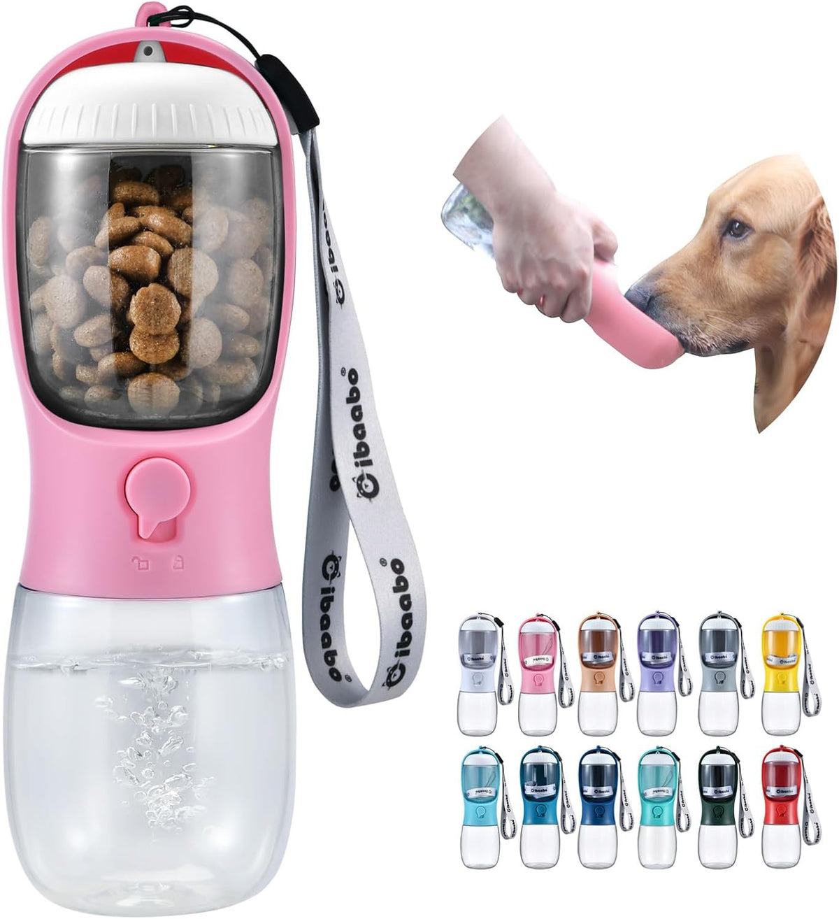 Dog Water Bottle Portable with Food Container & Filter for Travel – Essentials for Dogs - #04 Pink / 10oz