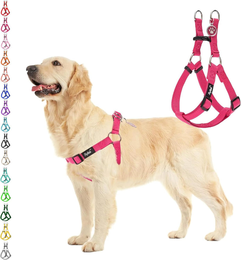 PUPTECK No Pull Dog Harness Small Sized Step-in Adjustable Puppy Vest – Essentials for Dogs - DeepPink / Medium / Harness