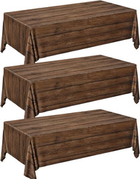 LINHAXM 3 Pack Brown Wood Grain Tablecloths - Western
