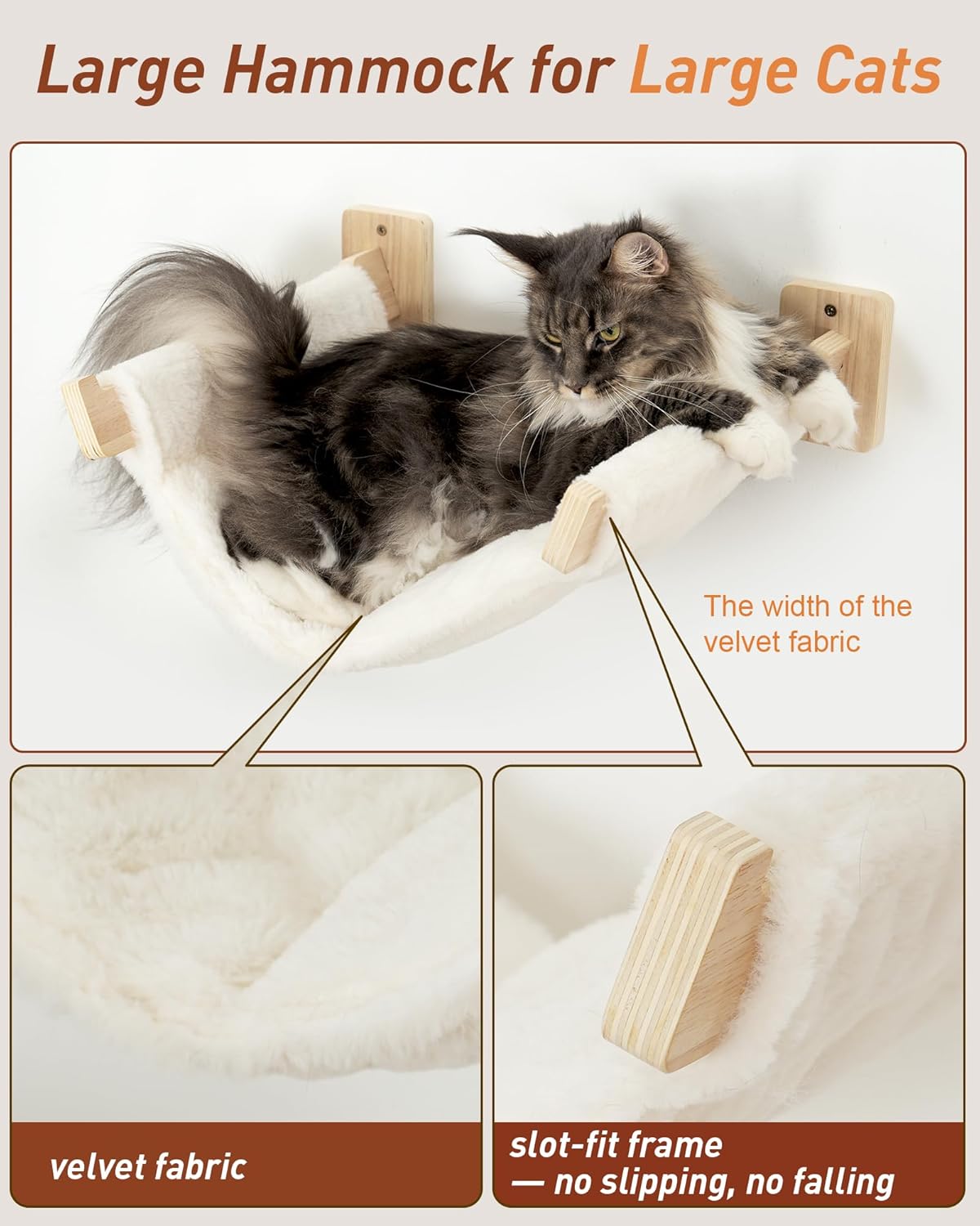 5-in-1 Cat Wall Shelves for Large Cat, Large Hammock, Wide Perch – Essentials for Cats - image 2