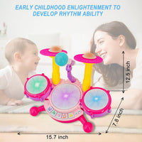 Drum Set for Toddlers, Kids Musical Instruments - Pink - image 2