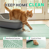 Cat Litter Mat,47" x 35" Extra Large Silicone Waterproof Litter Trapping Mat for Scatter Control - 40" x 28" / Green - image 2